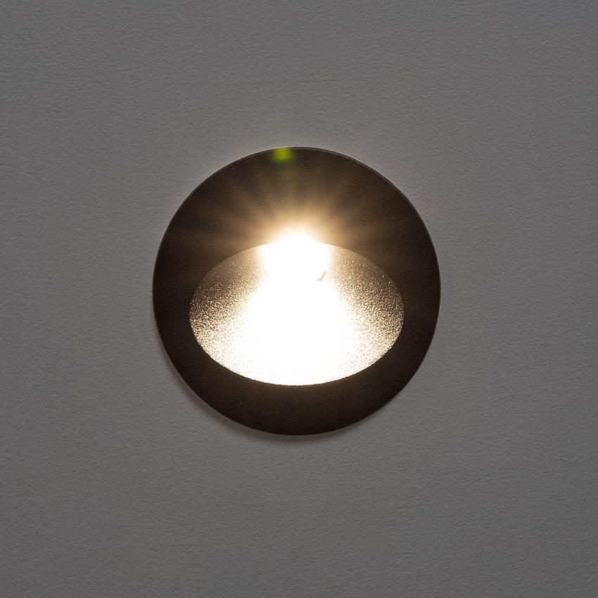 Product of 2W Coney Recessed Round Outdoor LED Wall Light in Black 