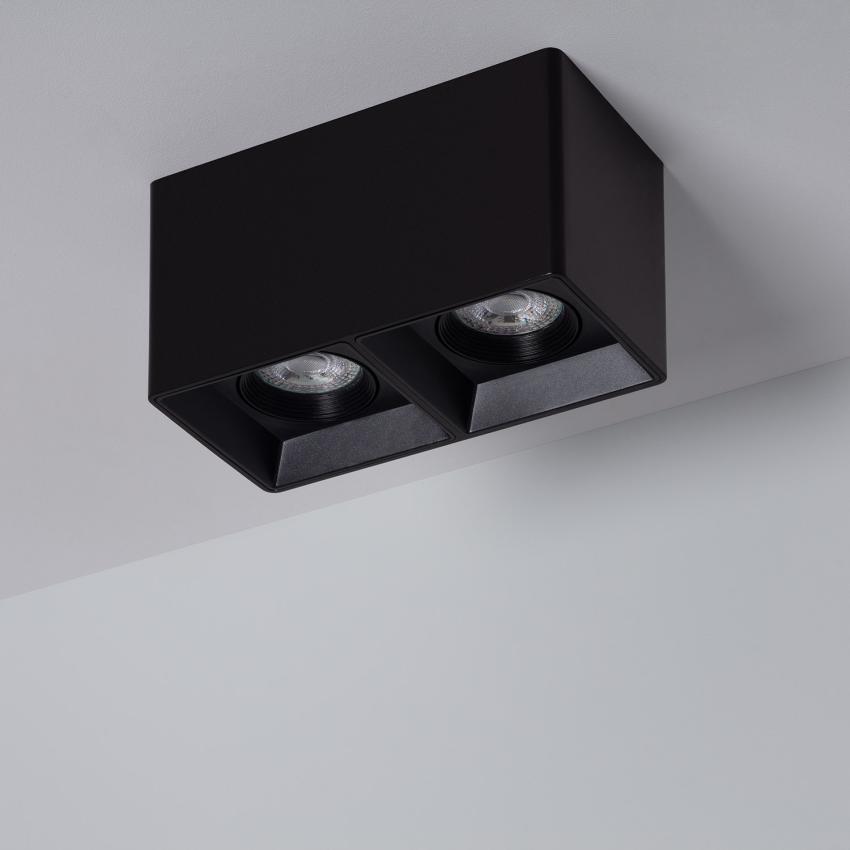 Product van Plafondlamp Vierkant Dubbel Zwart Space met GU10 lamp