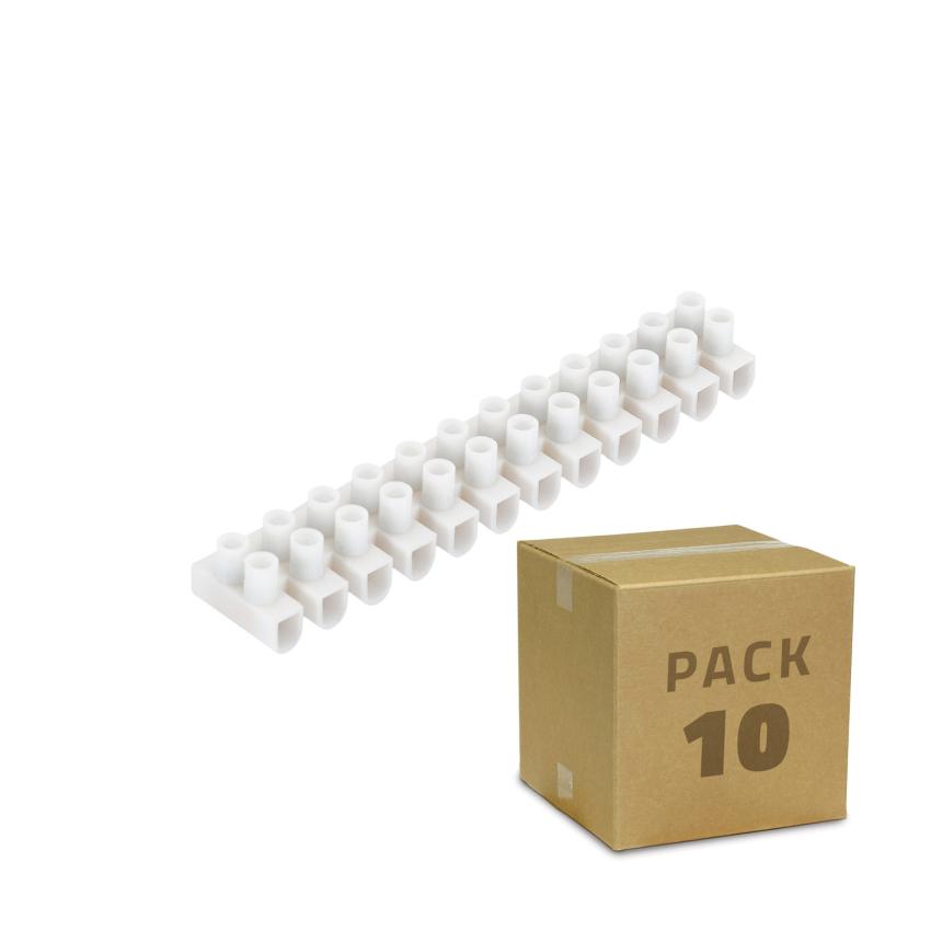 Product of Pack of 10 Power Strip with 12 White Electrical Cable Connectors