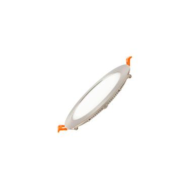 Dalle LED 12W Ronde Extra-Plate Cadre Coupe Ø 155 mm Argentée