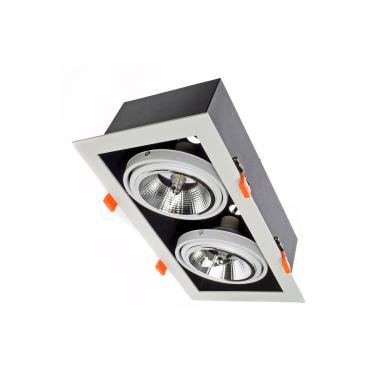 Produit de Downlight Carré Double Kardan LED 24W orientable AR111 Coupe  325x165 mm