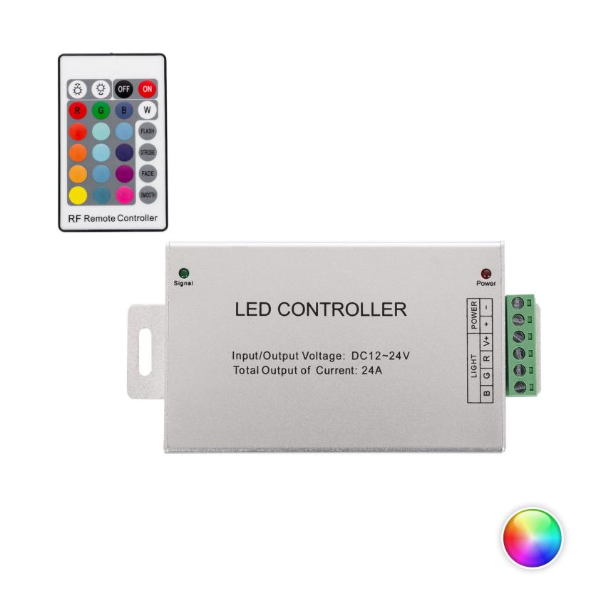 Produkt od Přijímač pro LED pásky RGB 12/24V DC s RF Dálkovým Ovladačem 24A High Power