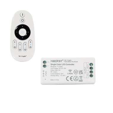 MiBoxer 12/24V DC Monochrome LED Dimmer Controller + 4 Zone RF Remote