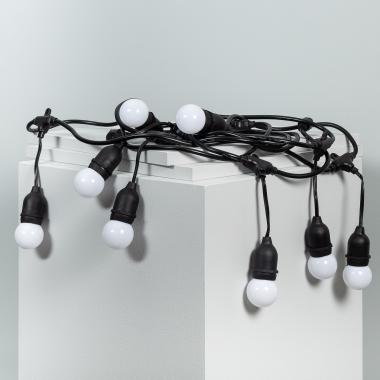 Kit Ghirlanda Waterproof 5.5m Nero + 8 Lampadine LED E27 G45 3W a Colori