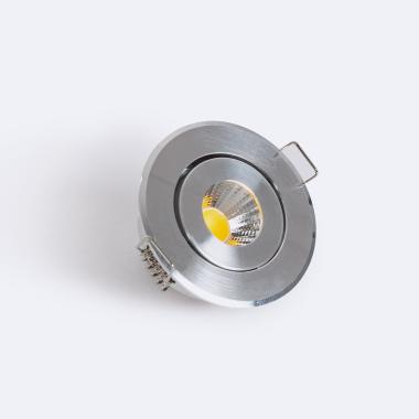 Silver Round Adjustable 1W COB LED Spotlight Ø45 mm Cut-Out