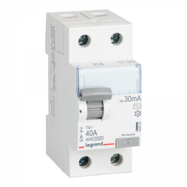 Interrupteur Différentiel TX³ Industriel 2P-30mA 10kA Class AC 25-40A LEGRAND 403032