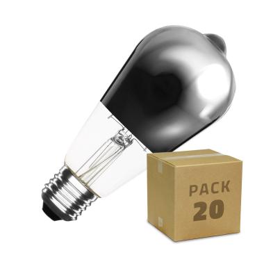 Pack of 20u E27 Dimmable Filament LED Bulb 7.5W ST64 Big Lemon Chrome Reflect Warm White