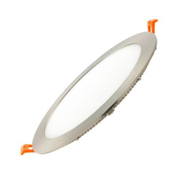 Dalle LED Ronde Extra-Plate 18W Argentée Coupe Ø 205 mm