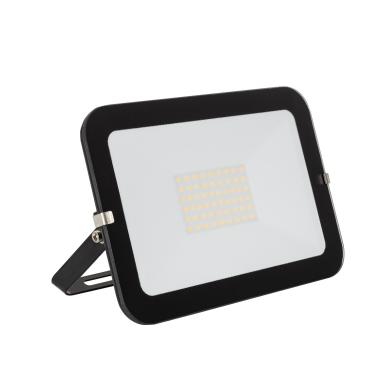 Black 50W 120lm/W IP65 Glass Slim LED Floodlight