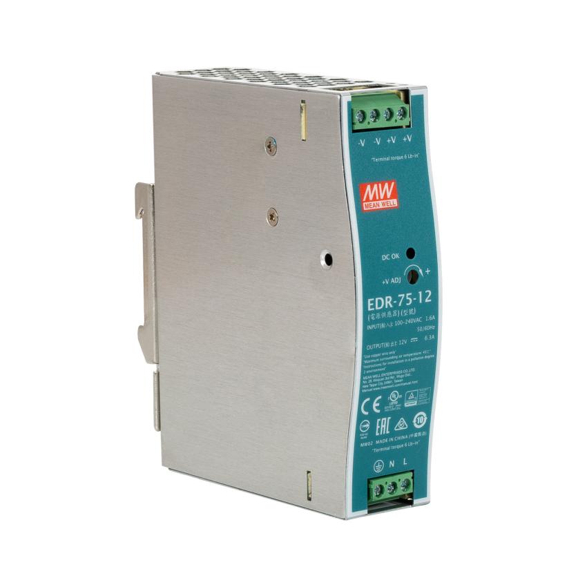 Product van Voeding 12V DC 75W 6.3A  voor DIN Rail MEAN WELL EDR-75-12