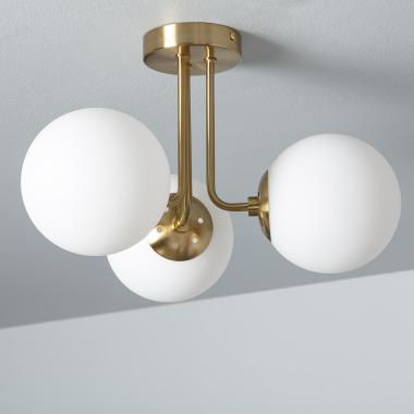 Lampadario Metallo e Vetro Moonlight Brass 3 punti luce