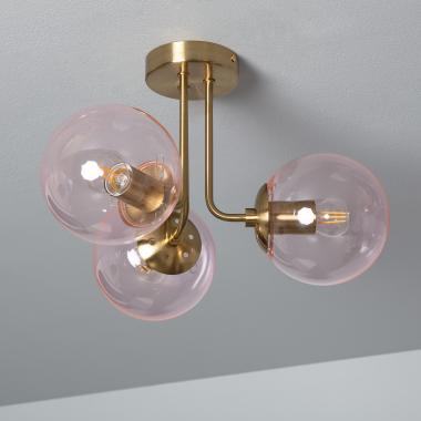 Hanglamp Metaal en Glas Moonlight Brass 3spots