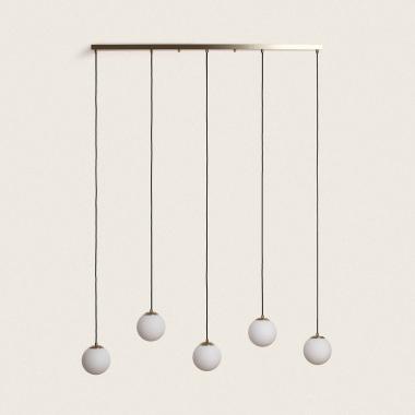 Suspension Métal et Verre Moonlight Brass 5 Spots