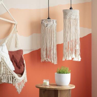 Macramé Nanti Fringed Cotton Pendant Lamp