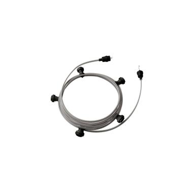 Licht Slinger Outdoor Lumet System 7,5m met 5 E27 Fittingen Zwart Creative-Cables CATE27N075