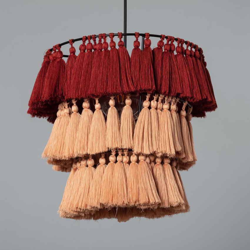 Product of Nahua Fringed Cotton & Metal Pendant Lamp