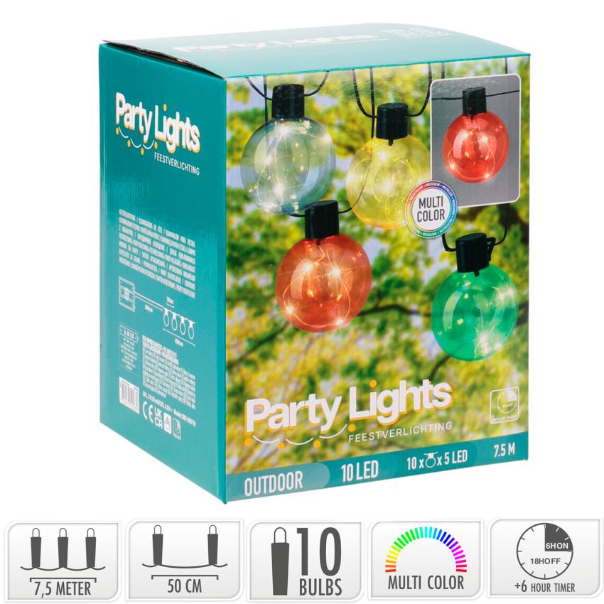 Produit de Guirlande Extérieure LED RGB de 10 Ampoules Jarli 7.5m