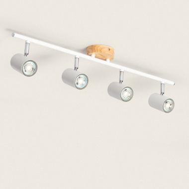 Albus 4 Spotlights Wood and Metal Adjustable Ceiling Lamp