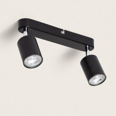 Lampada da Soffitto Orientabile Metallo 2 Faretti Albus Black Large