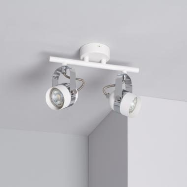 Lampada da Soffitto Orientabile in Alluminio 2 Faretti Sinner Bianco