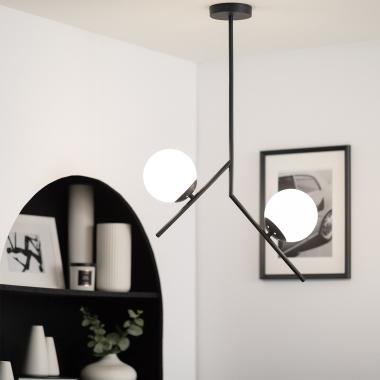 Hanglamp  Metaal en Glas Balts