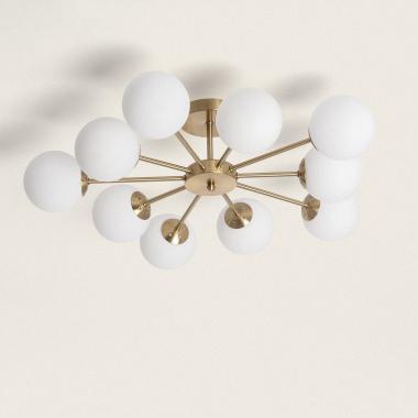 Moonlight Brass 10 Spotlight Metal & Glass Ceiling Lamp