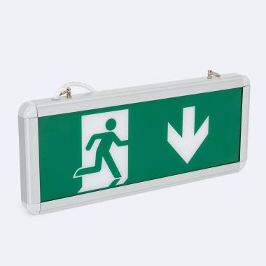 Permanent LED Emergency Pendant/Surface Light with Double Sided Safety Sign 60lm