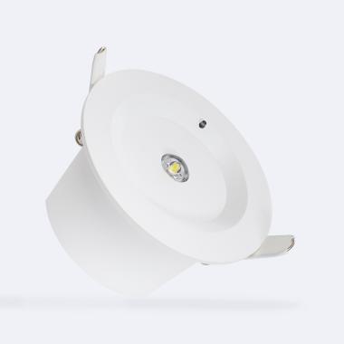 Éclairage de Secours LED Encastrable 120lm Non Permanent Rond Coupe Ø95 mm
