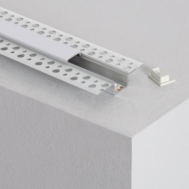 Aluminium Inbouwprofiel met doorlopende afdekking voor Gips / Gipsplaat voor LED Strip tot 15 mm