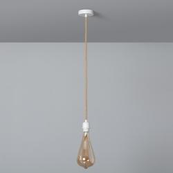 Product Plafondplaat met Fitting voor Hanglamp met Witte Textielkabel