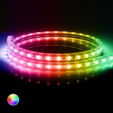 Product of 220V AC 60 LED/m IP65 RGB LED Strip with IR Remote Control Custom Cut Every 100cm