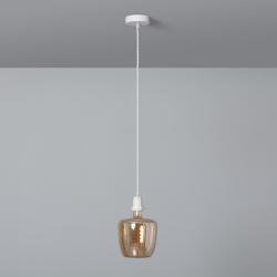 Product Rosone con Portalampada per Lampade a Sospensione con Cavo Elettrico Tessuto Intrecciato Bianco