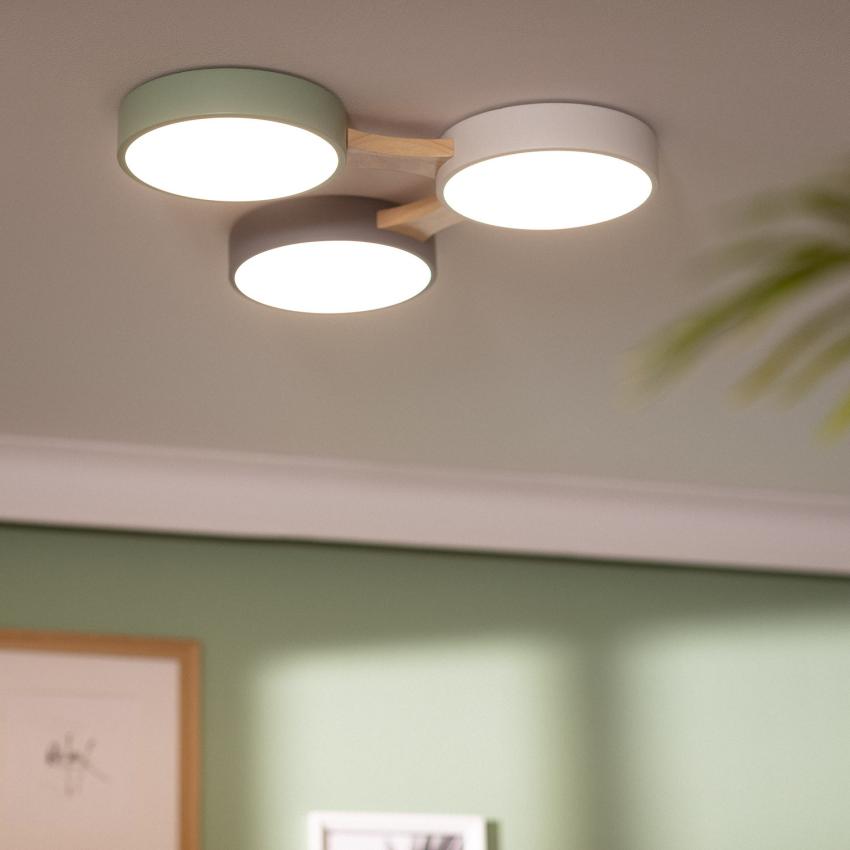 Product van LED Plafondlamp 30W  Hout en Metaal CCT Selecteerbaar  Sams