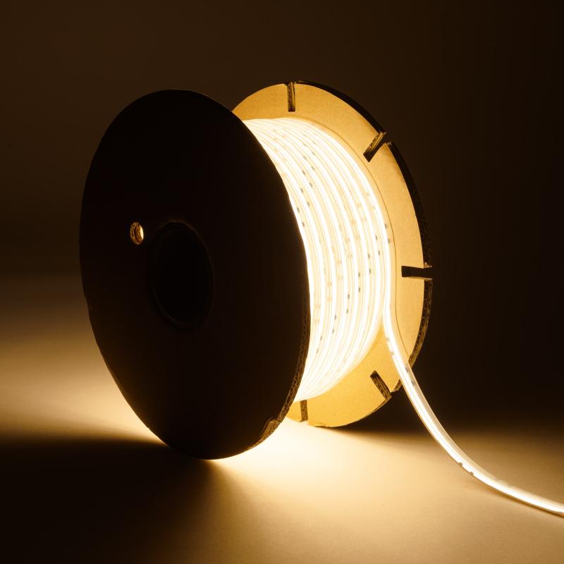 Produkt od 50m Role LED Pásku 220V COB Stmívatelný SILICONE FLEX 560 LED/m 1250 lm/m IP65 Šířka 10mm Střih Každých 10 cm