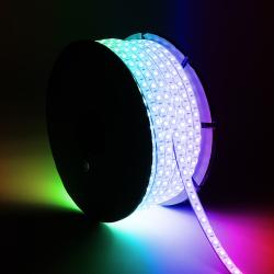 Product 50m Role LED Pásku RGB 220V SMD5050 Stmívatelný SILICONE FLEX 60 LED/m IP67 Šířka 12mm Střih Každých 100cm 