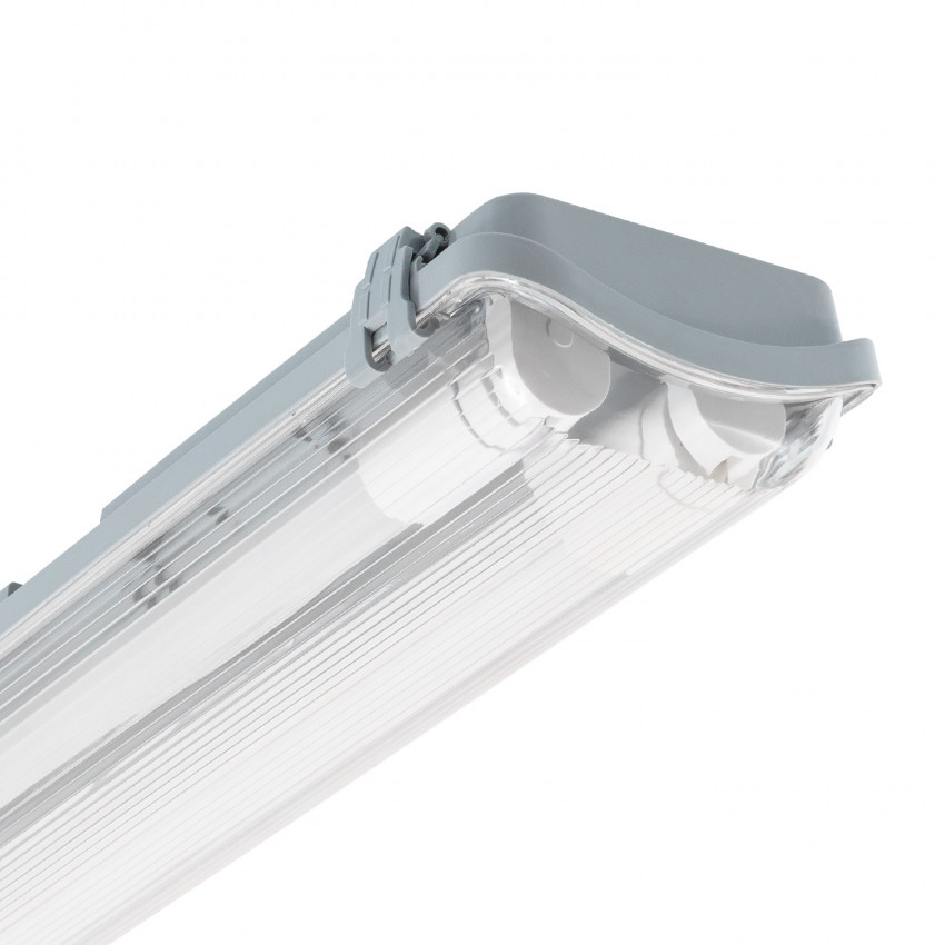Feuchtraum Wannenleuchte Slim für 2 Röhren LED 600mm IP65 Einseitige Einspeisung