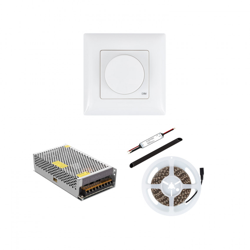 Kit Mini Controlador Regulable con pulsador de Tira LED Monocolor y Mando RF Inalámbrico 12/24V DC