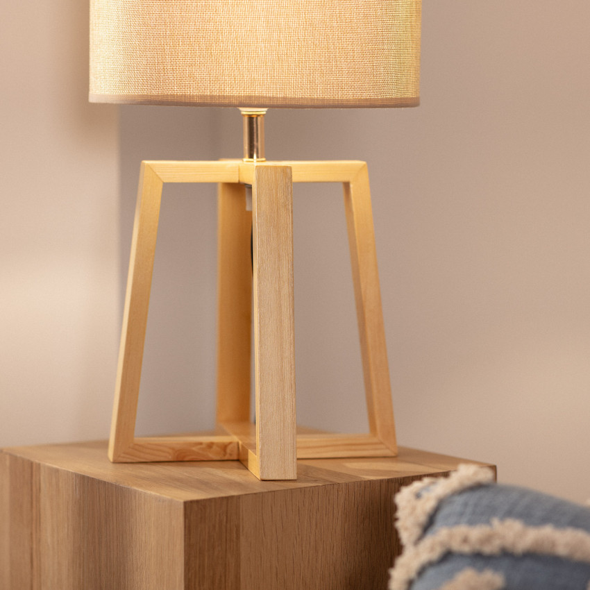Tischleuchte aus Holz Korsade 