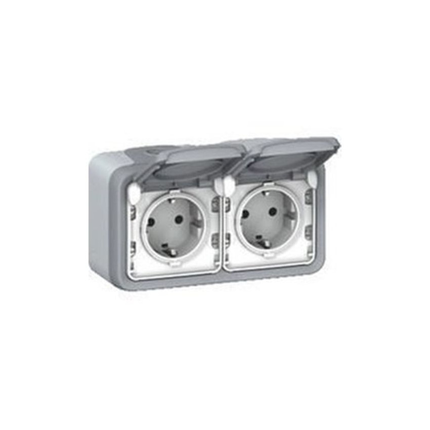 Schuko-Steckdose Sockel 2x2P+T Wasserdicht Plexo LEGRAND 069702