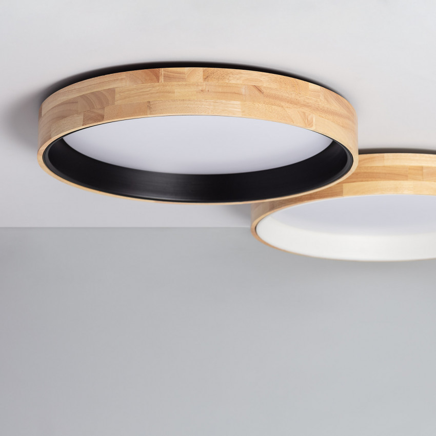 LED-Deckenleuchte 30W Rund Holz Ø570 mm CCT Wählbar Dari