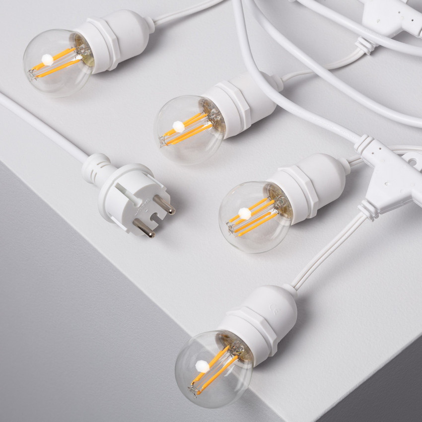 Set Girlande Waterproof 5.5 M Weiss + LED Lampe E27 Filament 4 W