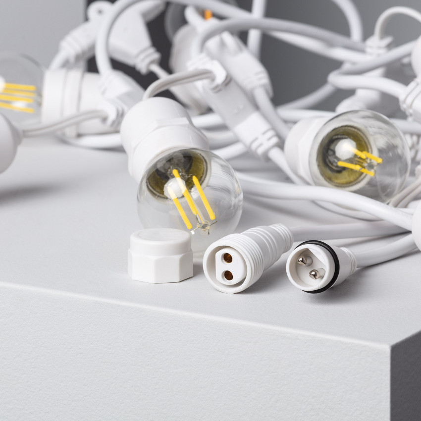 Set Girlande Waterproof 5.5 M Weiss + LED Lampe E27 Filament 4 W