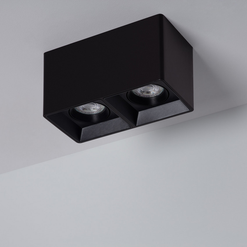 LED-Deckenleuchte Quadratisch Doppelt Schwarz mit GU10 Glühbirne Space