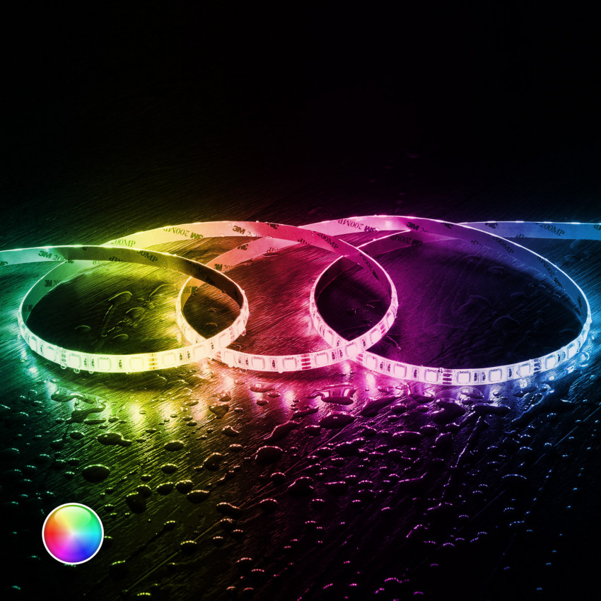 LED-Streifen RGB 24V DC 60LED/m 2m IP65 Breite 10mm Schnitt alle 10cm
