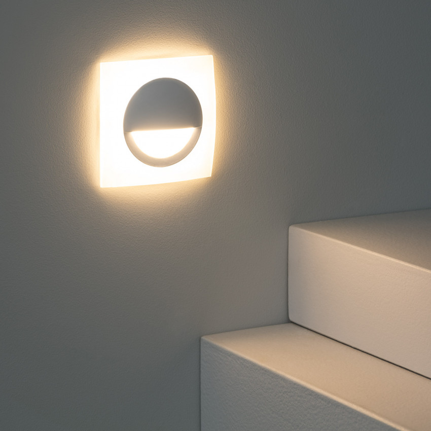 Aplique LED 3W Cuadrado de Aluminio Occulare Blanco