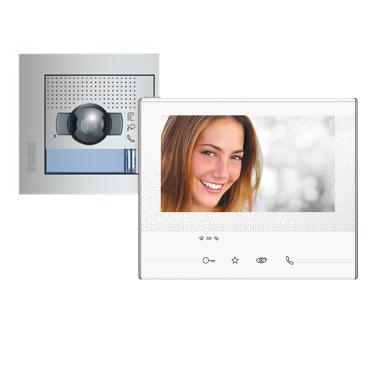 Set Video-Türsprechanlage 1 Haus 2 Leitungen mit SFERA NEW Panel und Monitor CLASSE 300 X13E TEGUI 376171 - Weiß