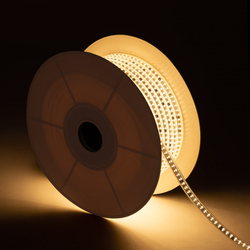 Bobina de Tira LED Regulable Autorectificada 220V AC 120 LED/m Blanco Cálido IP67 a Medida Corte cada 10 cm