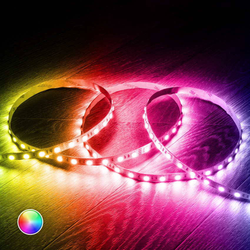 Set LED-Streifen RGB 12V DC 60LED/m 5m IP20 mit Netzteil und Controller