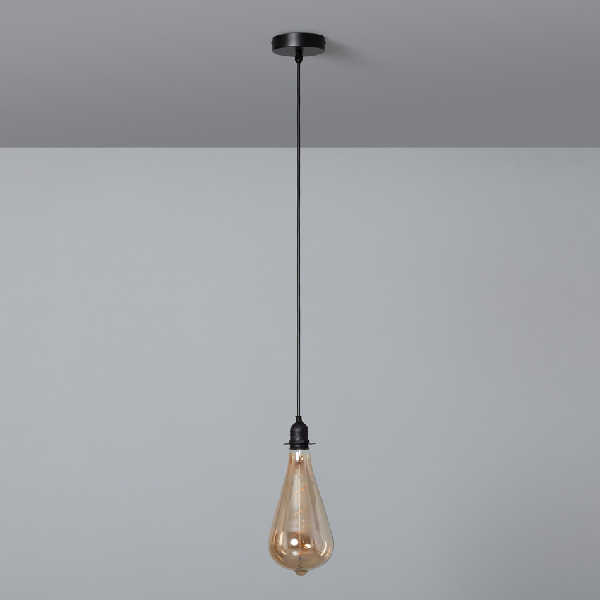 Halterung mit Lampenfassung für Aussen-Hängeleuchte mit schwarzem PVC-Kabel