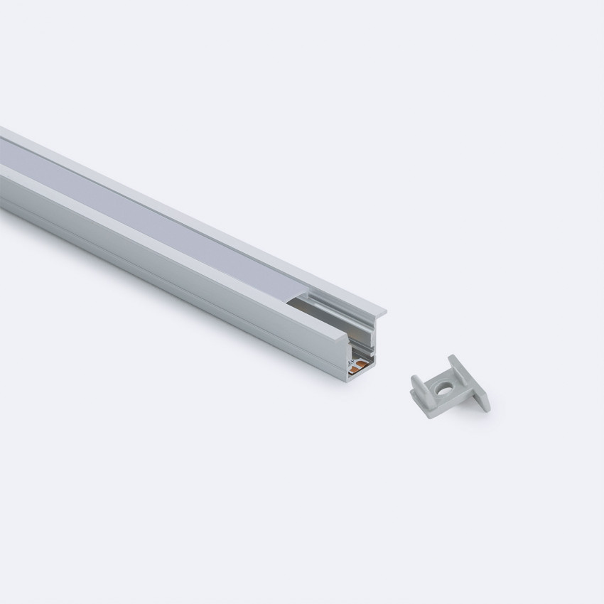 Aluminiumprofil Einbau 2m mit durchgehender Abdeckung für LED-Streifen bis 6 mm